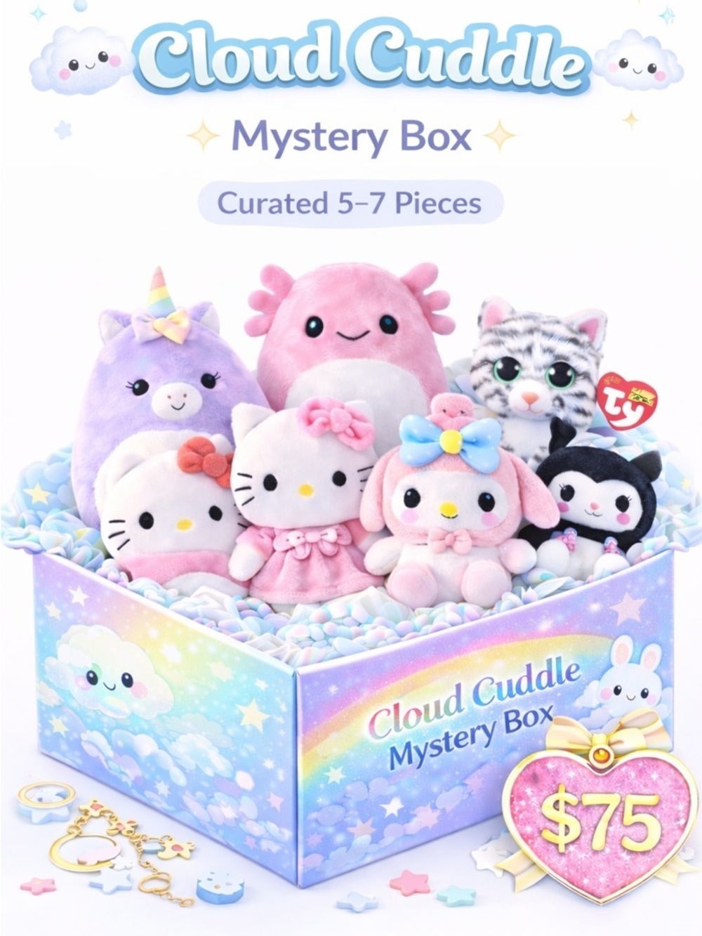 🧸 ☁️ Cloud Cuddle 5-7 Plushie Mystery Box Bundle 🎁